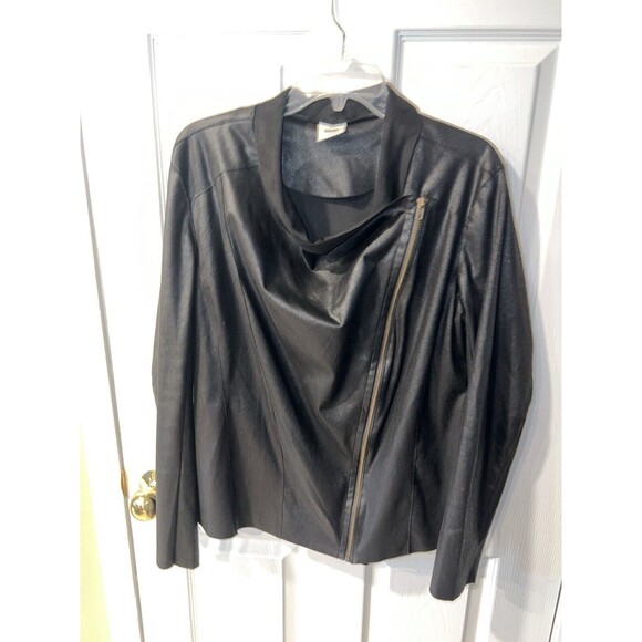 Mote Black Faux Suede Asymmetrical Zip Drape Lightweight Soft Moto Jacket Sz XL - Picture 3 of 8